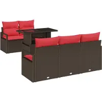 vidaXL Tuinbank Set 6 st Bruin Poly rattan