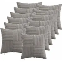 vidaXL Kussensloop 12 st ALMELO Lichtgrijs 45 x 45 cm corduroy