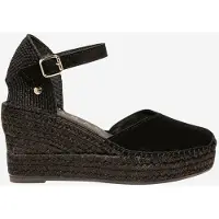 Alhamas Pumps 'Alpargata Cuña 8 cm Ante' zwart