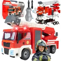 Malplay Brandweerwagen Bouwset met Licht & Geluid - 95 Delen in Koffer