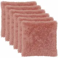vidaXL Kussensloop 6 st HEERLEN Roze 55 x 55 cm PV Fleece
