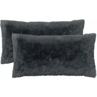 vidaXL Kussen 2 st HEERLEN Antraciet 40 x 80 cm PV Fleece