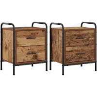 vidaXL Nachtkastje 2 st Oud hout 40 x 30 x 50 cm Bewerkt hout