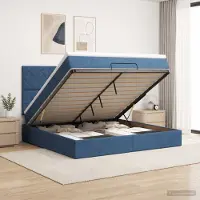 vidaXL Ottomaanse Bed met Matras en LED Blauw 180 x 200 cm Stof