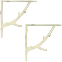 vidaXL Wandplankbeugels 2 st Antiek wit 10 x 10 x 3 cm Staal