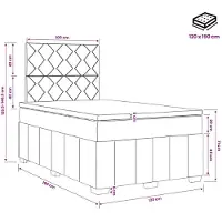 vidaXL LED boxspringbed met matras, lichtgrijs, 120 x 190 cm, gestoffeerd