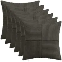 vidaXL Kussensloop 6 st ALMELO Antracietkleurig 35 x 35 cm corduroy