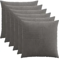vidaXL Kussensloop 6 st ALMELO Donkergrijs 70 x 70 cm corduroy