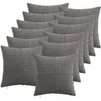 vidaXL Kussensloop 12 st ALMELO Donkergrijs 40 x 40 cm corduroy