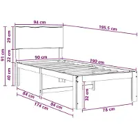 vidaXL Eenpersoonsbed met hoofdbord ROSTOCK Donkerbruin 90 x 190 cm