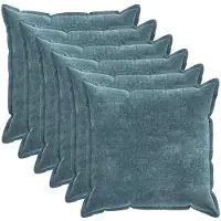 vidaXL Kussensloop 6 st HOUTEN Blauw 60 x 60 cm Chenille Stof