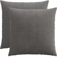 vidaXL Kussensloop 2 st ALMELO Donkergrijs 65 x 65 cm corduroy
