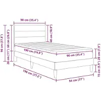 vidaXL Bedframe met matras, donkergrijs, 90 x 190 cm, stof
