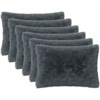 vidaXL Kussensloop 6 st HEERLEN Antracietkleurig 50 x 80 cm PV Fleece