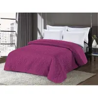 Cotton World Dubbelzijdige Gewatteerde Bedsprei 170x210cm - Fuksia