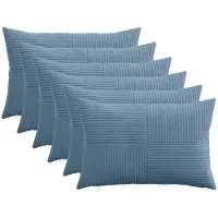 vidaXL Kussensloop 6 st ALMELO Blauw 40 x 60 cm corduroy