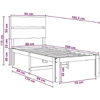 vidaXL Eenpersoonsbed met hoofdbord ROSTOCK Witgewassen 90 x 190 cm