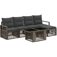 vidaXL Tuinbank Set 6 st Grijs en Donkergrijs poly rattan