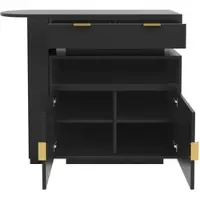 OKWISH Keukeneiland - Uitschuifbaar En Draaibaar - Met Opbergruimte En Led - MDF Zwart - 115-183 x 40 x 99,5 cm