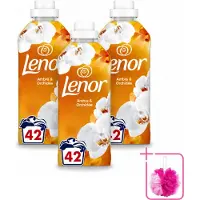 Lenor 3 x - Wasverzachter - Amber & Orchidee - Fris & Zacht - 42 Wasbeurten - Bulkverpakking - Wasverzachter - Douchemop - Geur