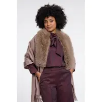 Rino & Pelle Poncho Wendy met Kunstbont Beige dames
