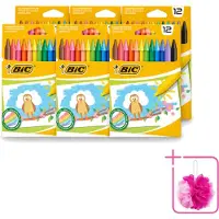 BIC 6 x - Waskrijt - Diverse Kleuren - 12 Krijtjes - Bulkverpakking - Waskrijt - Douchemop - Kleurkrijt