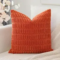 Famanu - Kussenhoes Corduroy (40x40 cm) - Stijlvolle decoratie - Zacht materiaal - Oranje