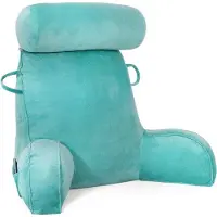 Kavo - Lees Kussen - Leeskussen voor Volwassen Bed - Rugkussen Voor op Het Bed Met Rond Kussen - Blauw Groen - 75cm x 40cm x 65cm