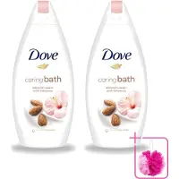 Dove 2 x – Badcrème – Caring Bath Almond – 450 ml - Bulkverpakking - Badcrème - Douchemop - Badcrème voor huid