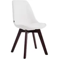CLP Stoel Manado, bekleding van kunstleer, met zitkussen en houten poten. Frame: wit. Framekleur: walnoot