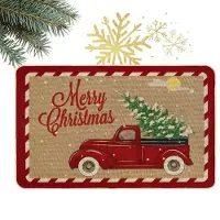 ECarla Kerstdeurmat Antislip 60x90cm - Feestelijk Beige Tapijt