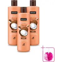 Sence 3 x - Coconut - Shampoo - Verzorgend - 400 ml - Voordeelverpakking - Bulkverpakking - Kokos shampoo - Douchemop - Droog haar shampoo