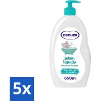 Nenuco 5 x - Jabon Líquido - Vloeibare Zeep - Originele Geur - Met Doseerpomp - 650 ml - Voordeelverpakking - 5 stuks