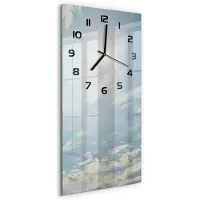 Tulup Wandklok - De zon aan de hemel Glazen Klok Met Print - 30x60 cm - Blauw Wandklok Glas Met Motief - Zwarte handen - Rechthoekige Klok - Wandklok Glas Decoratie - Gekleurde Glazen Klok