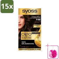 Syoss 15 x - Oleo Intense 4-86 - Haarverf - Permanente Haarkleuring - Fluweelbruin - Langdurige Kleur - Bulkverpakking - Haarkleuring zonder ammoniak - Douchemop - Fluweelbruin