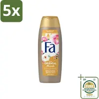 Fa 5 x - Oriental Moments - Douchecrème - Woestijnroos & Sandelhout - 250 ml - Wasstrips - Douchecrème - Woestijnroos - Sandelhout - Geur - Huidverzorging