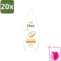 Dove 20 x Fruity Nourish - Douchegel - Sulfaatvrij - 250 ml - Bulkverpakking - Douchegel - Douchemop - Voedende douchegel