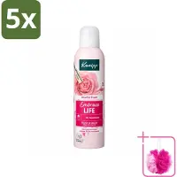 Kneipp 5 x - Douche schuim - Embrace Life - Anti‑Aging verzorging - 200 ml - Bulkverpakking - Douche foam - Douchemop - Roze schuim