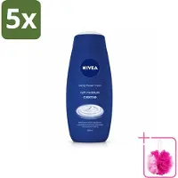 Nivea 5 x - Douchecrème - Rijke Hydratatie - Voedend Huidgevoel - 500 ml - Bulkverpakking - Douchecrème - Douchemop - Voedende douchecrème
