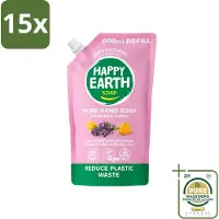 Happy Earth 15 x – Handzeep Navulling – 100% Natuurlijk Lavender Ylang – 600 ml - Wasstrips - Handzeep Navulling - Natuurlijke Handzeep - Vegan Handzeep - Lavendel Handzeep - Ylang Handzeep