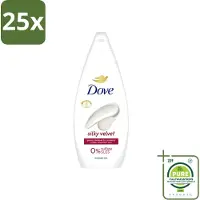 Dove 25 x Silky Velvet - Douchegel - Sulfaatvrij - 250 ml - Grootverpakking - Vaatwasstrips - Douche Gel - Zijdezachte Huid - Sulfaatvrije Douche - Hydraterende Douche - Huid Verzorging