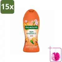 Palmolive 15 x – Douchegel – Skin Radiance Papaya Peach – 250 ml - Bulkverpakking - Douchegel - Douchemop - Exfoliatie