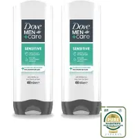 Dove 2 x - Shower Gel - 3-in-1 - Men Care Sensitive - Verfrissend en zacht - 400 ml - Wasstrips - Douchegel Mannen - Gevoelige Huid - 3-in-1 Douchegel - Mannelijke Huid Verzorging - Zachte Douchegel