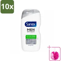 Sanex 10 x – Douchegel – Men Active Fresh – 400 ml - Bulkverpakking - Douchegel voor mannen - Douchemop - Frisheid