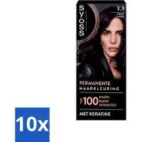Syoss 10 x Permanent Coloration 3-3 - Haarverf - Trendy Violet - Voordeelverpakking - 10 stuks