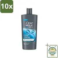 Dove 10 x Men+Care - Clean Comfort - 3-in-1 Douchegel - Hydraterend- 700 ml - Wasstrips - Douchegel Voor Mannen - Lichaamsgel - Gezichtsgel - Haarverzorging - Hydraatende Douchegel