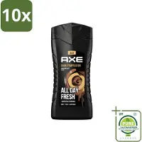 Axe 10 x - 3-in-1 Douchegel - Dark Temptation - Dark Chocolate - 12hrs Long Lasting Scent - 250 ml - Grootverpakking - Vaatwasstrips - Douchegel - Geur - Lichaam - Gezicht - Haar