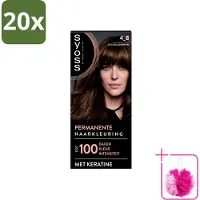 Syoss 20 x Permanent Coloration 4-8 - Haarverf - Chocolade Bruin - Bulkverpakking - Haarkleur - Douchemop - Chocoladebruin