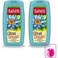 Tahiti 2 x - Douchegel - Lotus & Kokosolie - Hydraterend - 250 ml - Bulkverpakking - Douchegel - Douchemop - Kokosolie