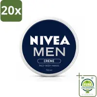 Nivea 20 x MEN - Crème - Bodycrème - 150 ml - Grootverpakking - Vaatwasstrips - Crème Voor Mannen - Gezicht Verzorging - Lichaam Verzorging - Handen Verzorging - Droge Huid
